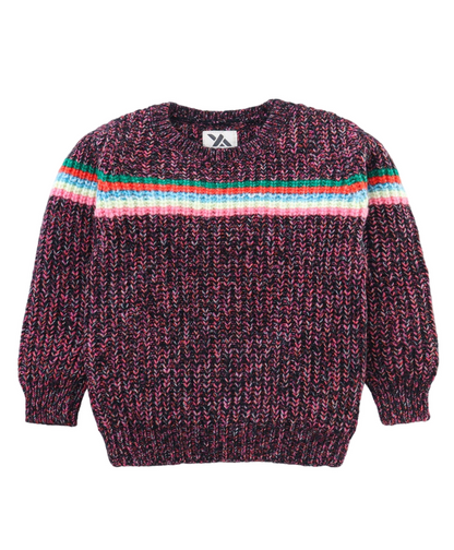 Girls Striped Round Neck  Sweater