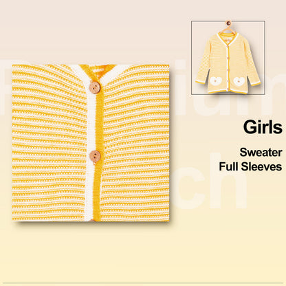 Girls Striped V Neck Yellow and White Color Sweater