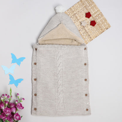 Yellow Apple Knitted Baby Sleeping Bag with Hood | Soft & Warm Infant Winter Sleep Sack