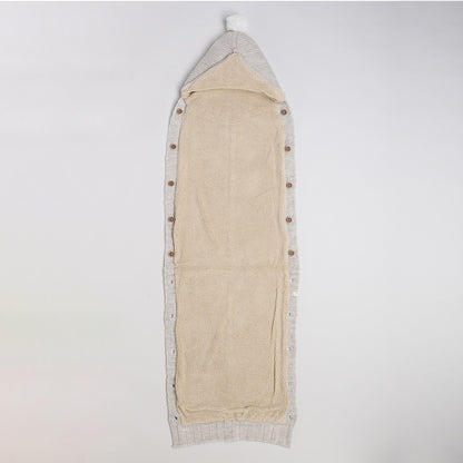 Yellow Apple Knitted Baby Sleeping Bag with Hood | Soft & Warm Infant Winter Sleep Sack