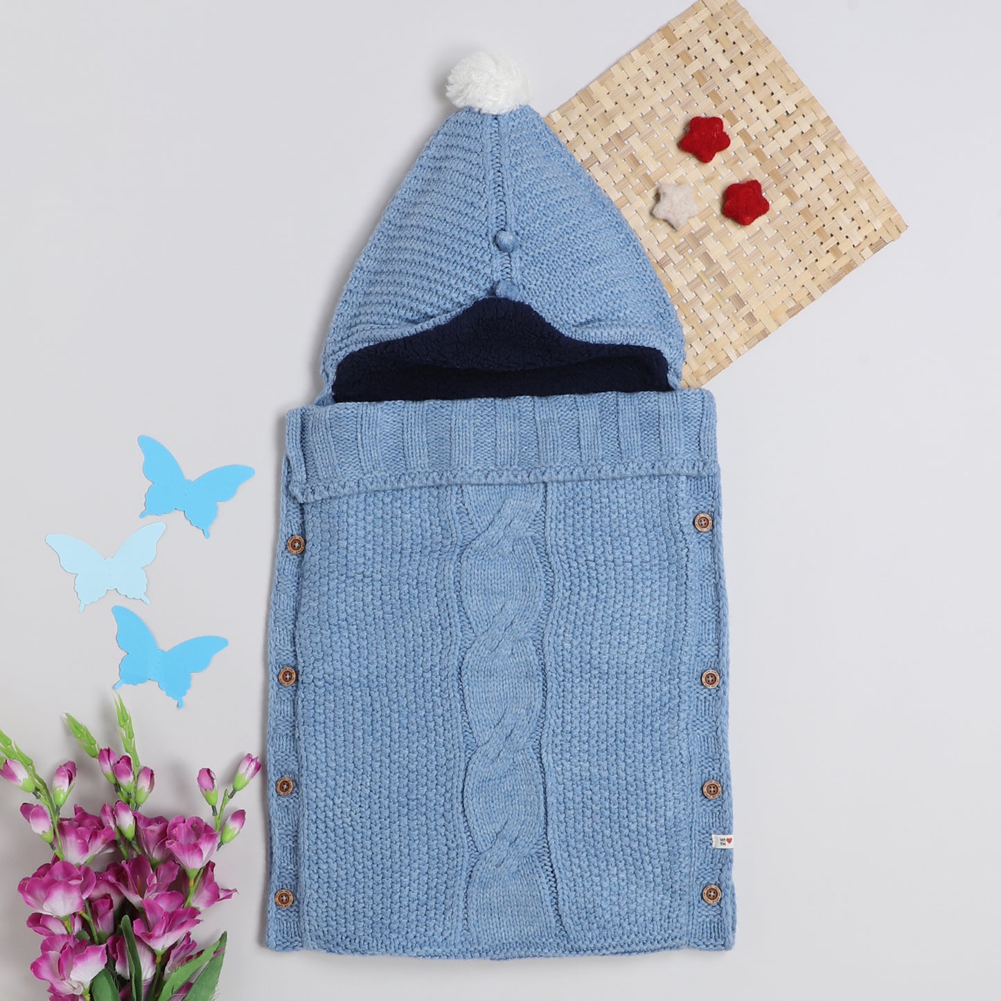 Yellow Apple Knitted Baby Sleeping Bag with Hood | Soft & Warm Infant Winter Sleep Sack