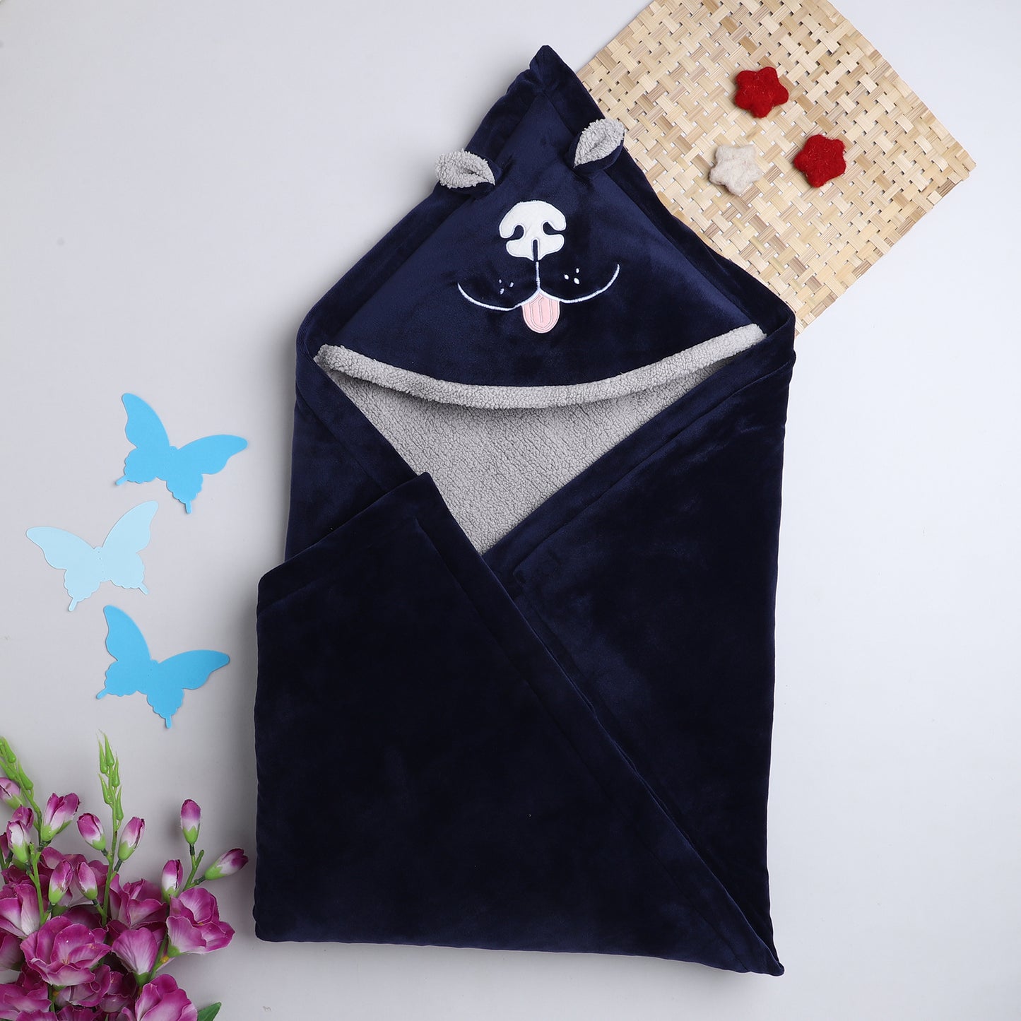 Yellow Apple Soft Baby Hooded Blanket |Plush Winter Wrap for Newborns & Toddlers with Cute Ears