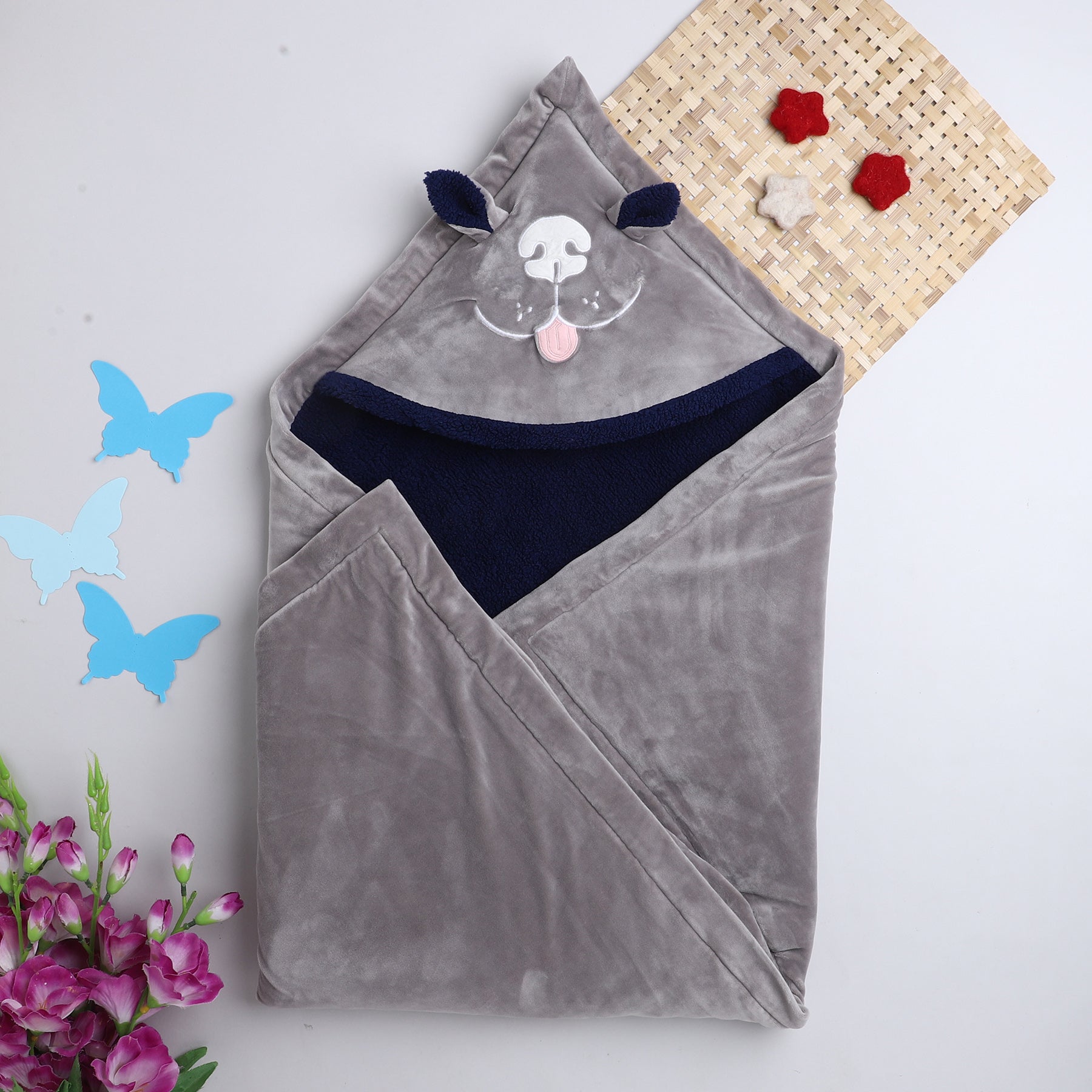 Soft Baby Hooded Blanket |Plush Winter Wrap for Newborns & Toddlers with Cute Ears