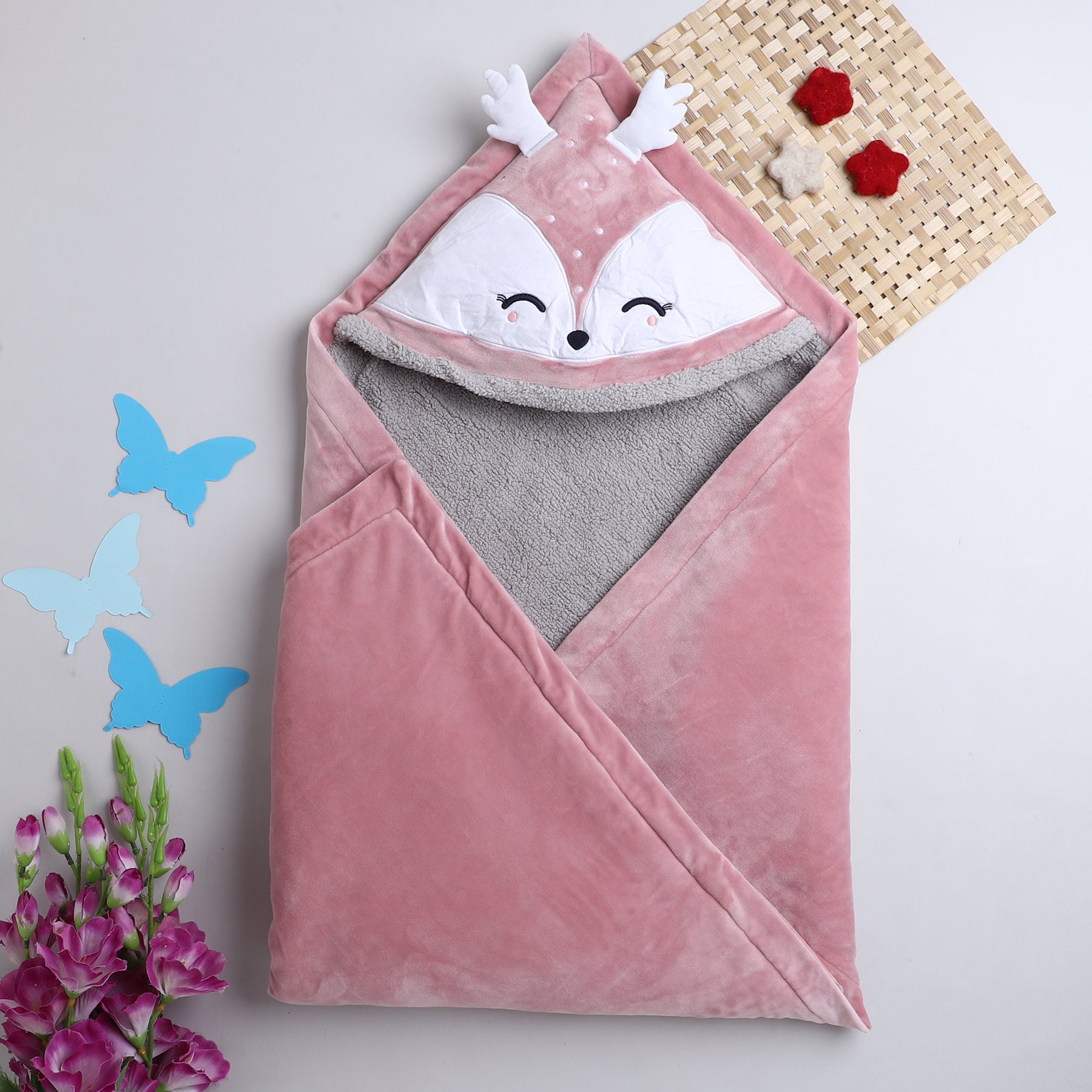 Soft Baby Hooded Blanket |Plush Winter Wrap for Newborns & Toddlers with Cute Ears