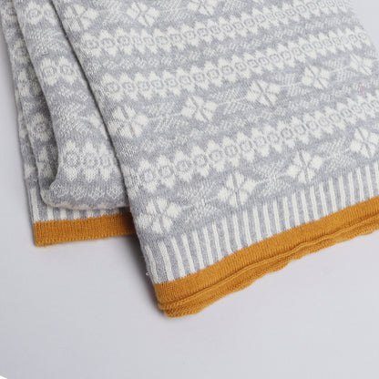 Yellow Apple Knitted Baby Blanket | Soft Warm Jacquard Baby Wrap for Newborns