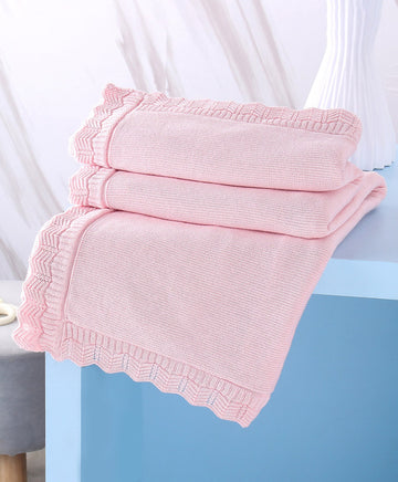 Newborn All Season Cotton Knitted Baby Blanket | Ultra Soft Breathable Receiving Blanket | Lightweight Swaddle, Crib & Stroller Blanke