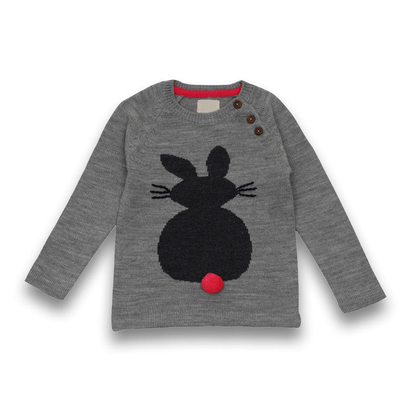 Baby Girls Self Design Round Neck Grey Color  Sweater