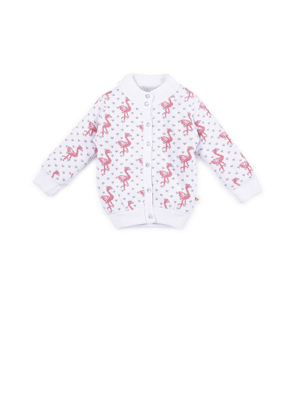 Baby Girls Embroidered High Neck White Sweater