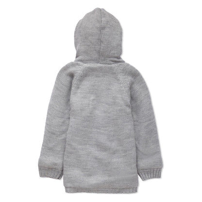 Baby Girls Self Design Hooded Neck Black Sweater