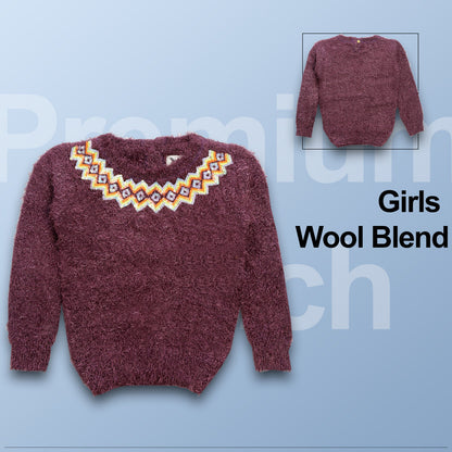 Girls Embellished Round Neck  Sweater