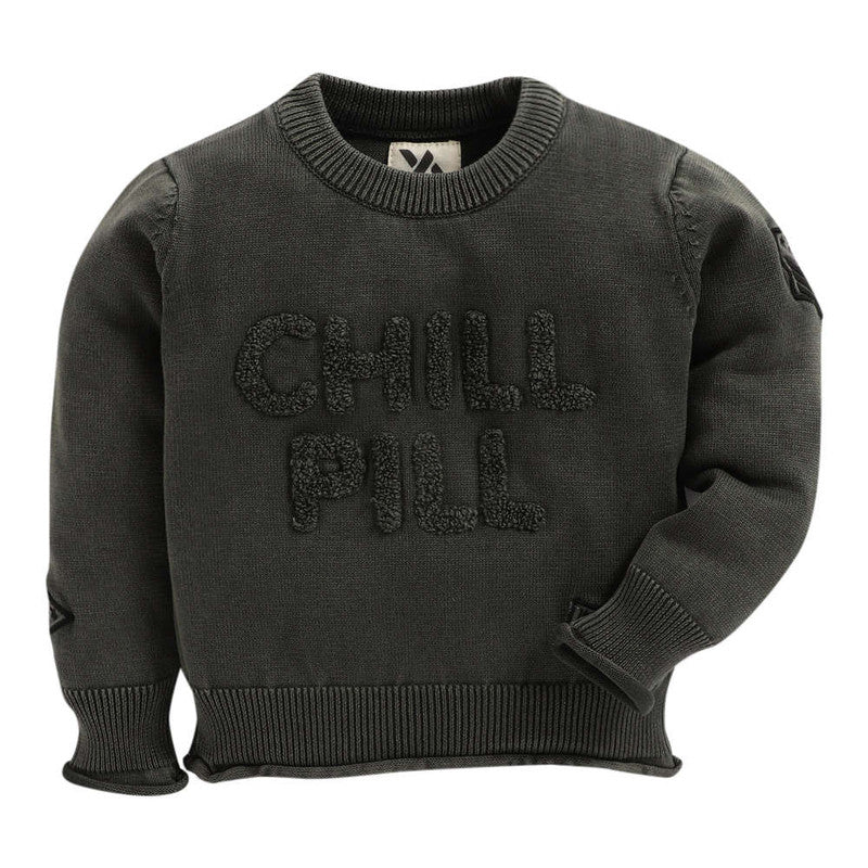 Boys Self Design Round Neck Sweater