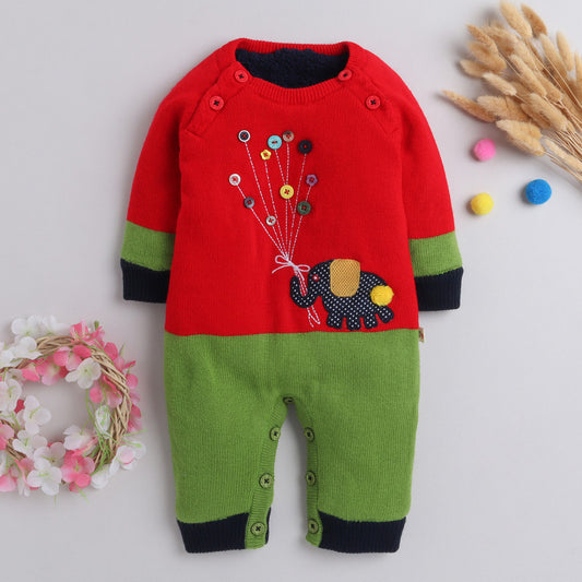 Unisex baby Romper For  Casual Self Design Wool Blend