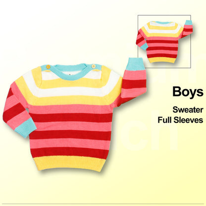 Yellow Apple- Trendy Striped Knit Sweater for Boys | Cozy Round-Neck Pullover | Winter Casual Wear