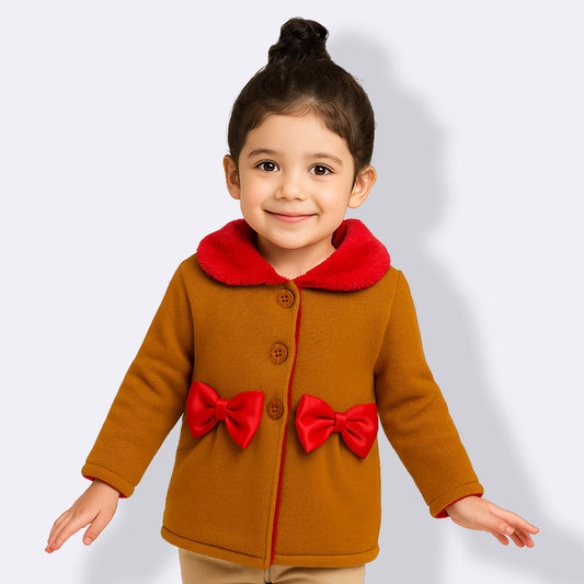 Yellow Apple- Trendy Winter Jacket for Kids | Cozy & Stylish Design with Cute Bow Details