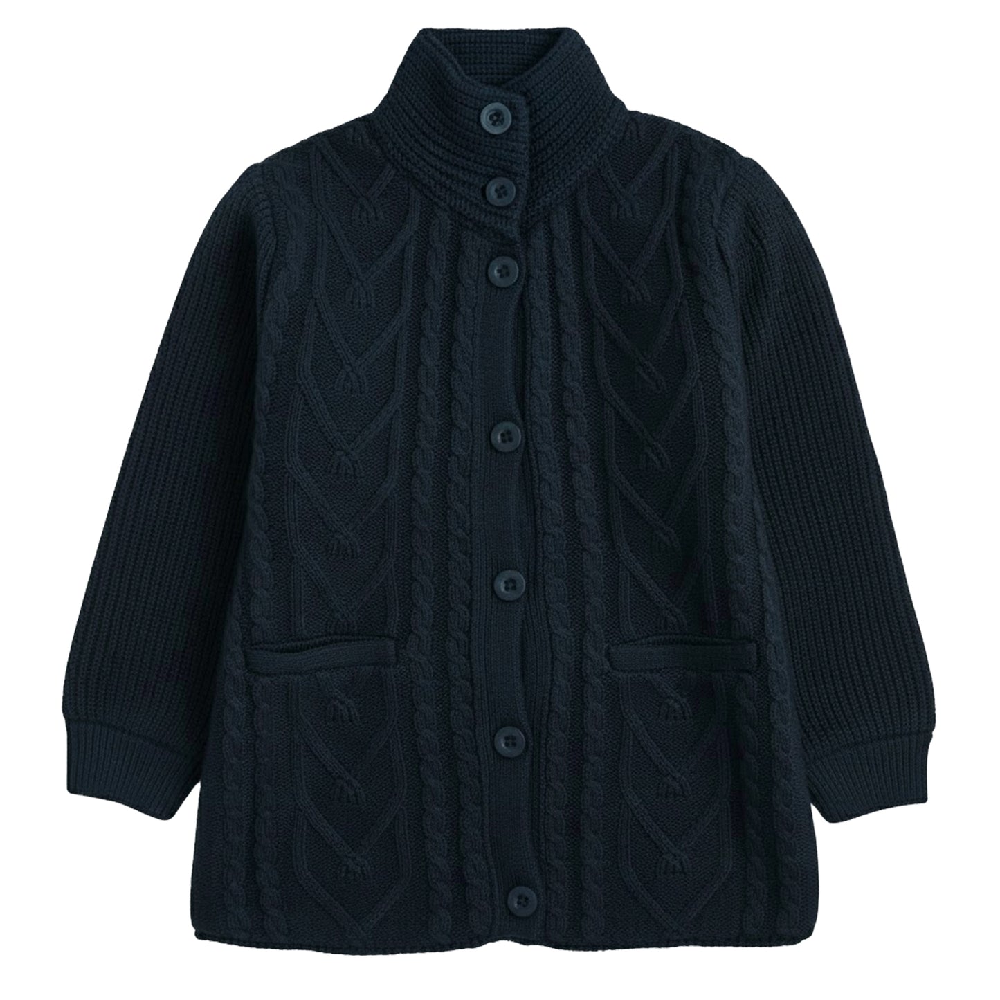 Yellow Apple-Kids Premium Long Buttoned Winter Cardigan | Soft Knitted Warm Coat for Girls