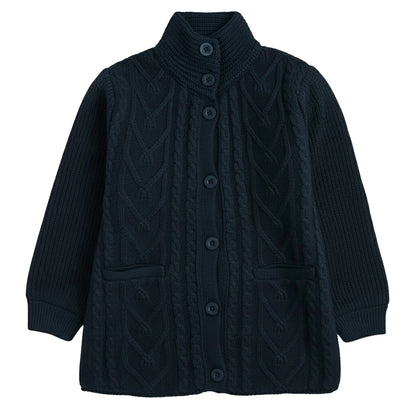 Yellow Apple-Kids Premium Long Buttoned Winter Cardigan | Soft Knitted Warm Coat for Girls