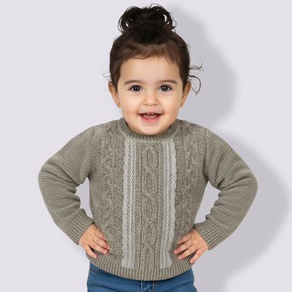 Cozy and Warm Girls Woolen Sweater Full Sleeve with Round Neck