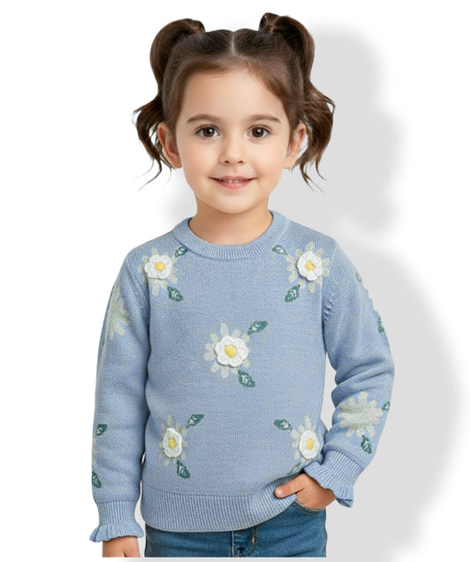 Beautiful Embroidered Woolen Warm Sweater Full Sleeve for Girls