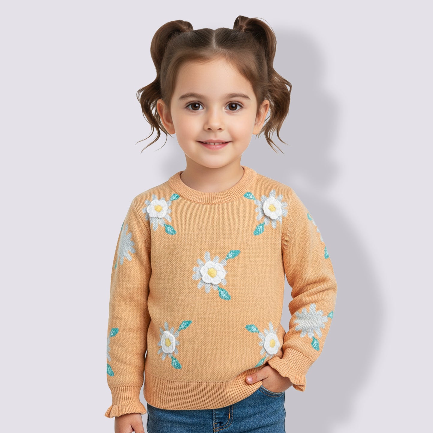Beautiful Embroidered Woolen Warm Sweater Full Sleeve for Girls