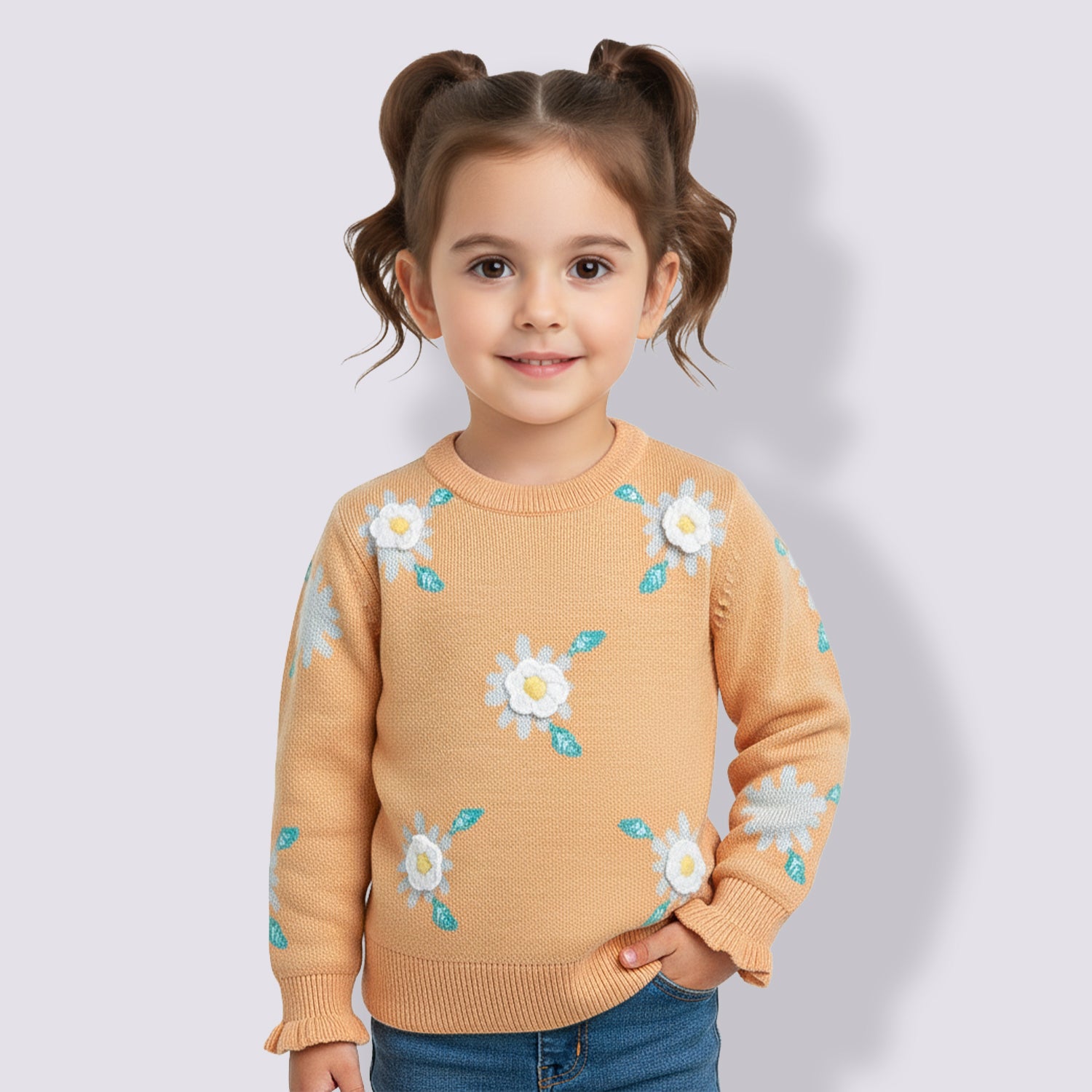 Beautiful Embroidered Woolen Warm Sweater Full Sleeve for Girls