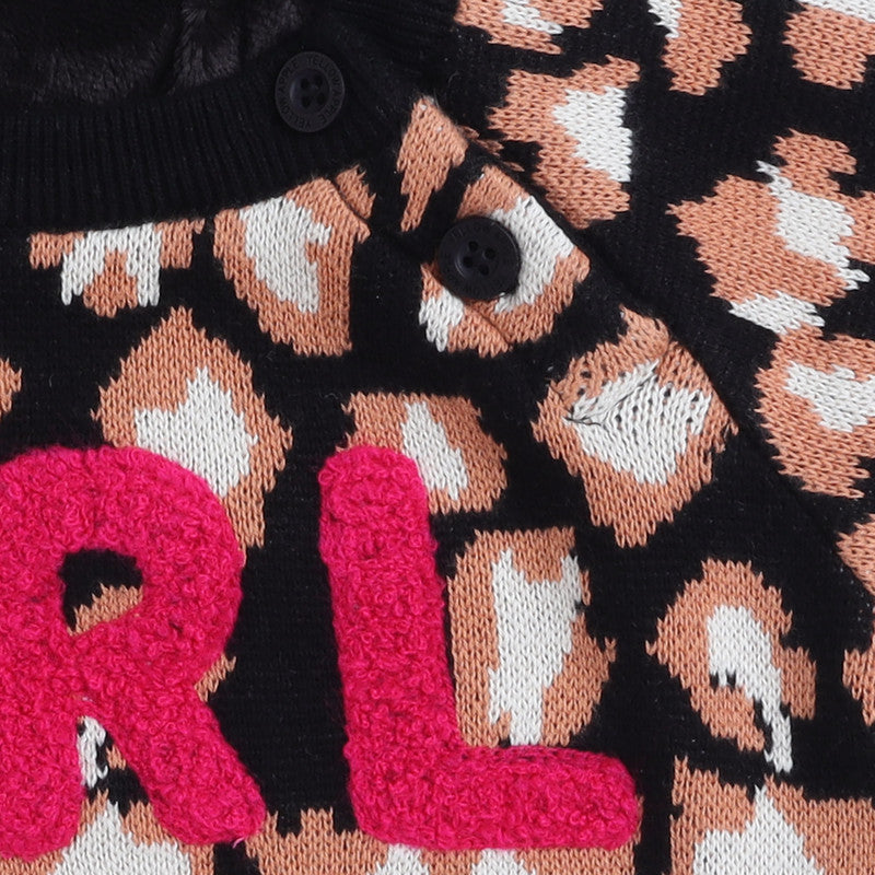 Cozy and Warm Kids Woolen Sweater/Cardigans Full Sleeve with Round Neck for Ultimate Comfort for Girls Black