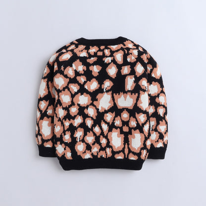 Yellow Apple Cozy and Warm Kids Woolen Sweater/Cardigans Full Sleeve with Round Neck for Ultimate Comfort for Girls Black