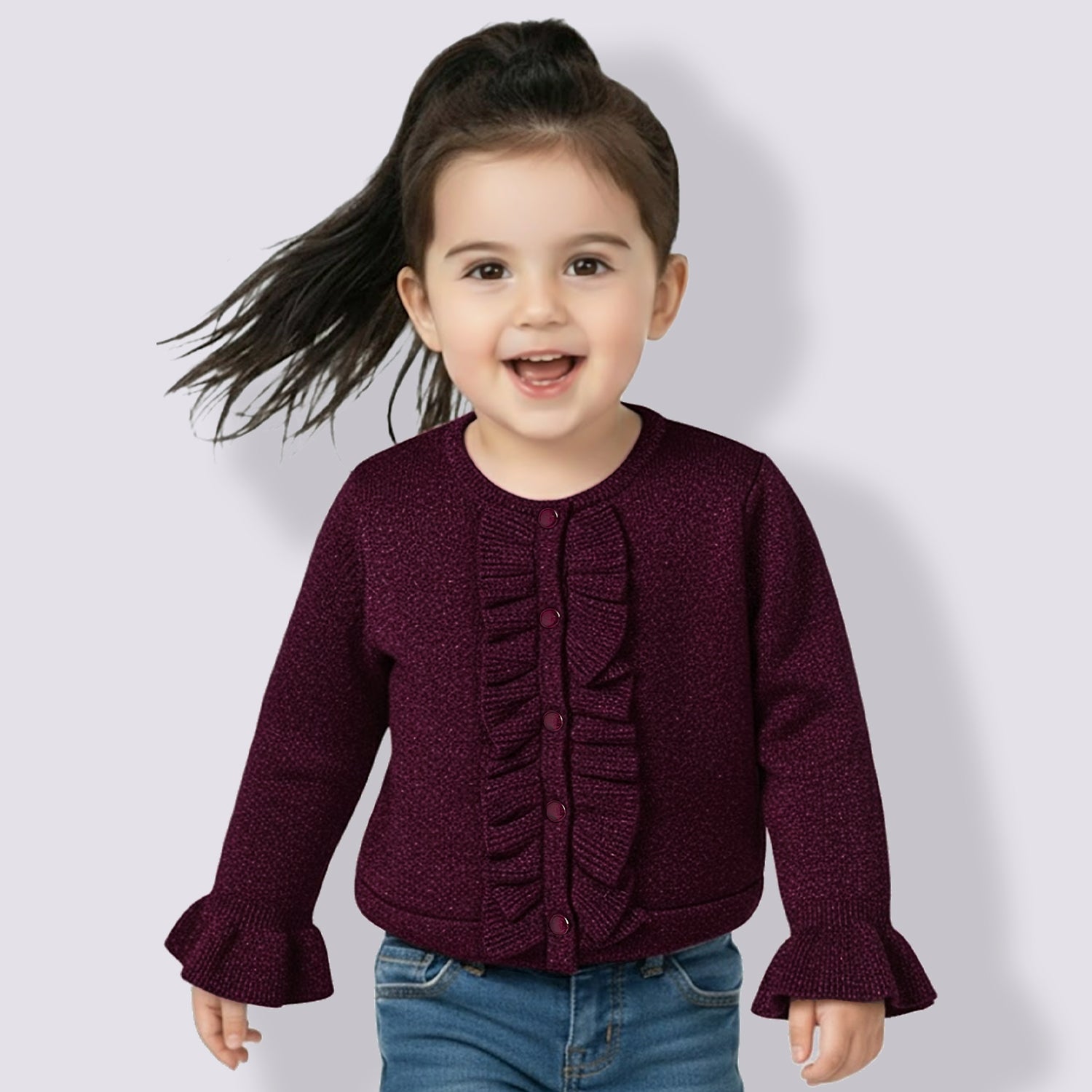 Stylish Girl Ruffle Front Sweater | Premium Winter Knitwear