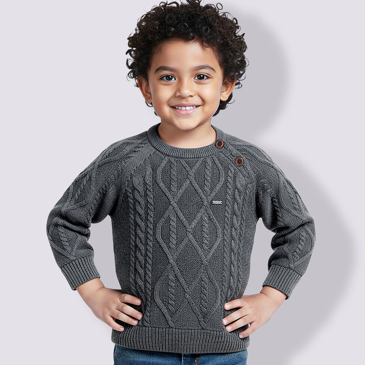 Cozy Woolen Warm Sweater Full Sleeve with Round Neck for Boys