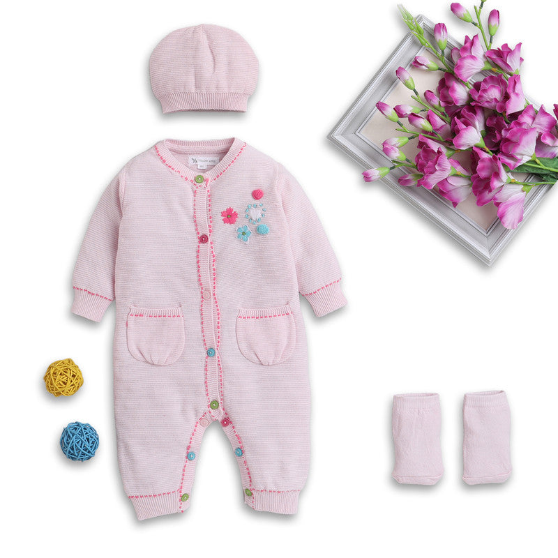 New Born Cotton Baby Set For All Season With Cardigan, Pajama, Cap and Pair of Socks