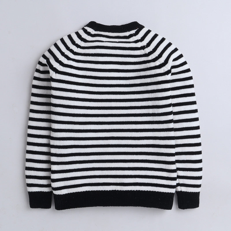 Girl Striped Sweater | Sequin Heart Design | Soft & Cozy Winter Wear