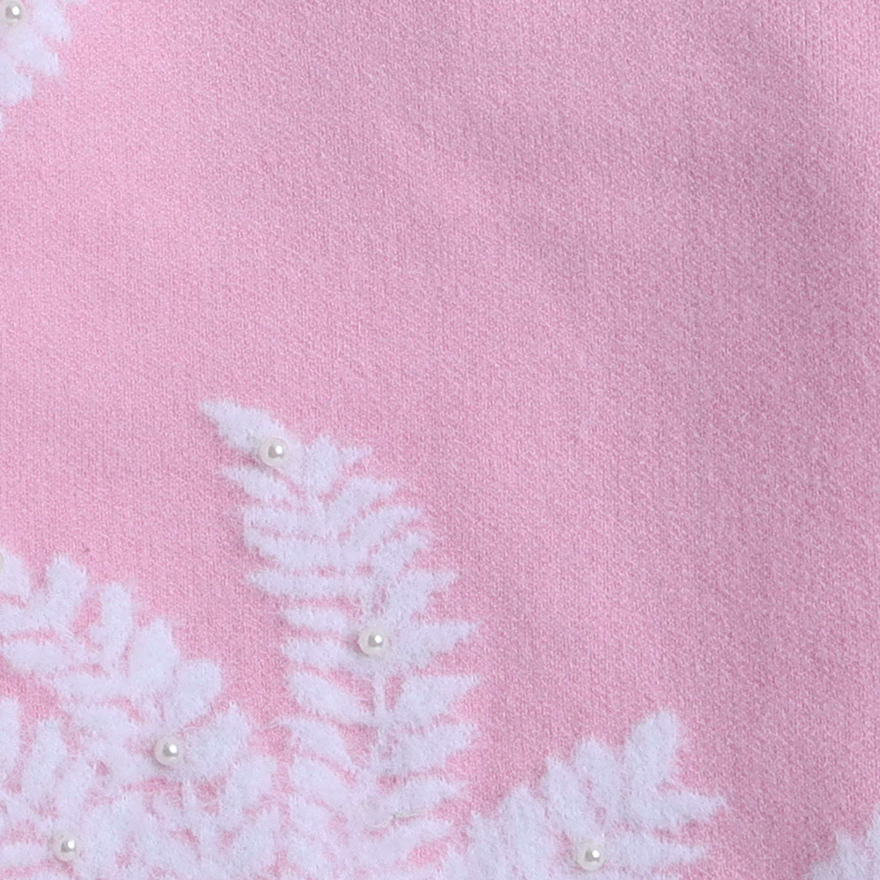 Girls Knitted Winter Sweater | Soft Pullover with Leaf Pattern & Pearl Detailing