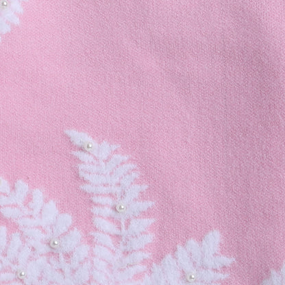 Yellow Apple- Girls Knitted Winter Sweater | Soft Pullover with Leaf Pattern & Pearl Detailing