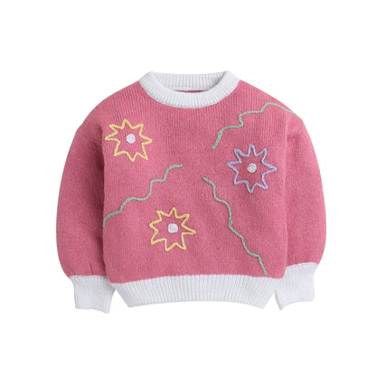 Baby Girls Full Sleeve Self Design Sweatshirt