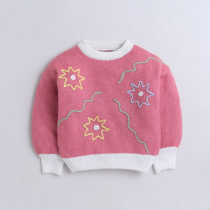 Baby Girls Full Sleeve Self Design Sweatshirt