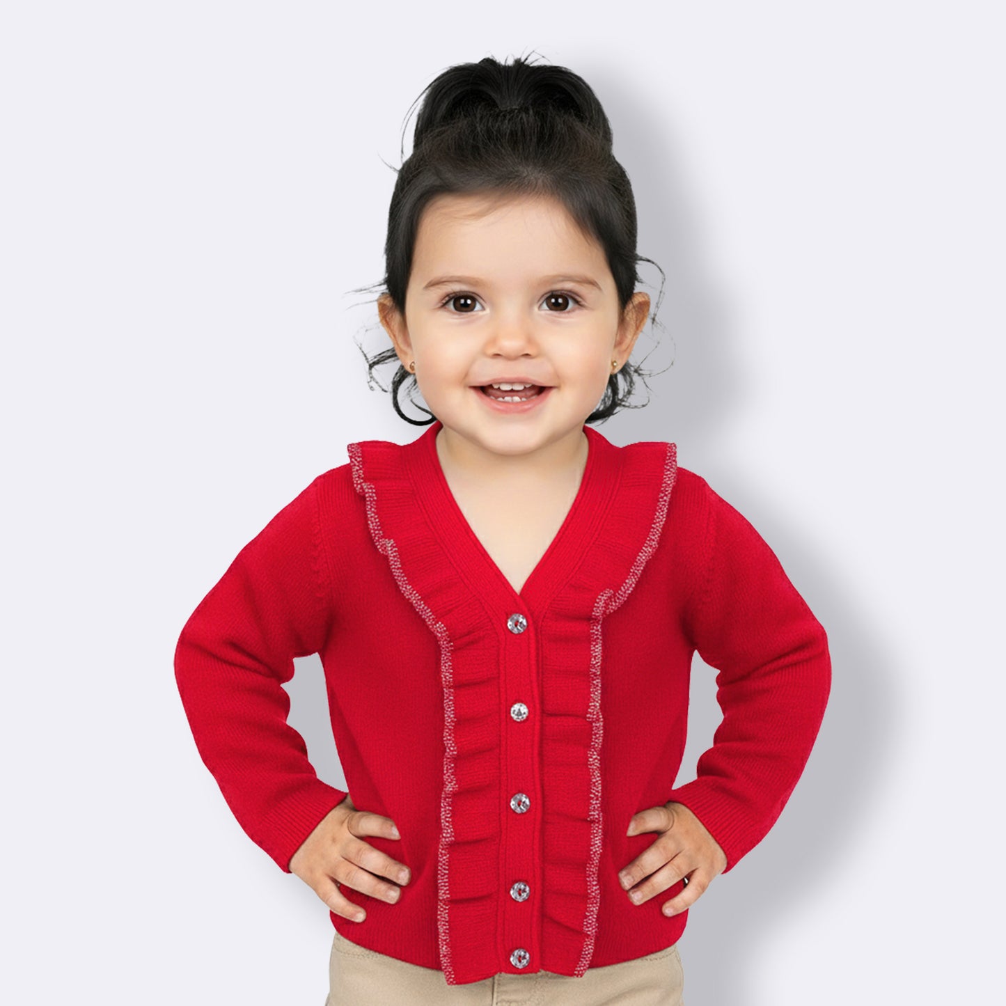 Baby Girls Full Sleeve Self Design Sweatshirt