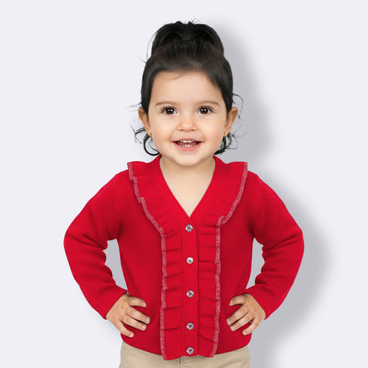 Baby Girls Full Sleeve Self Design Sweatshirt
