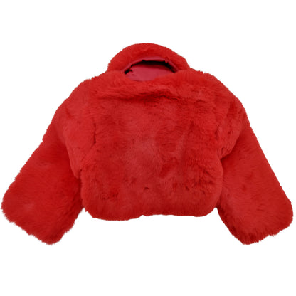 Yellow Apple-Premium Faux Fur Party Jacket for Girls | Soft Winter Wear | Stylish Kids Shrug