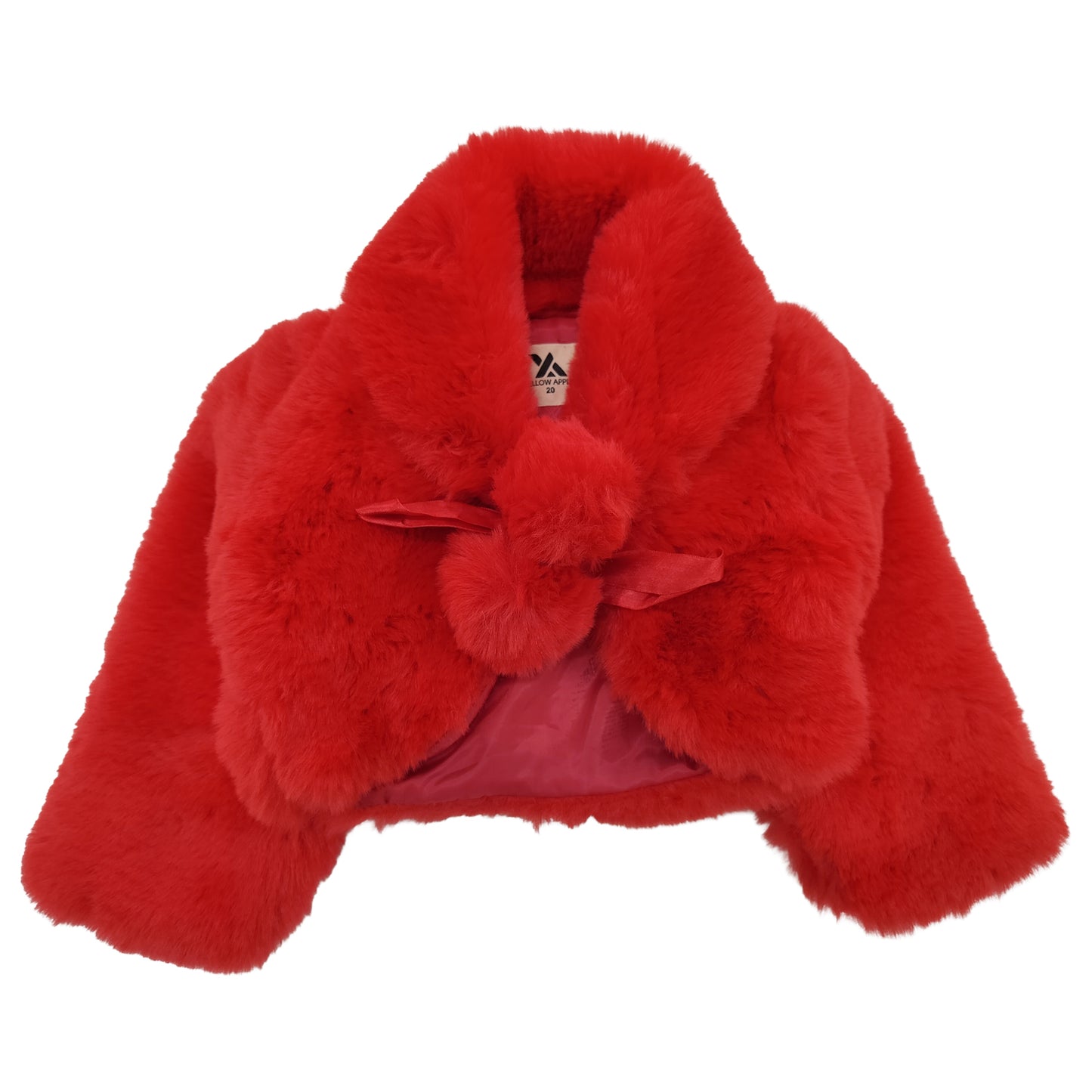 Yellow Apple-Premium Faux Fur Party Jacket for Girls | Soft Winter Wear | Stylish Kids Shrug
