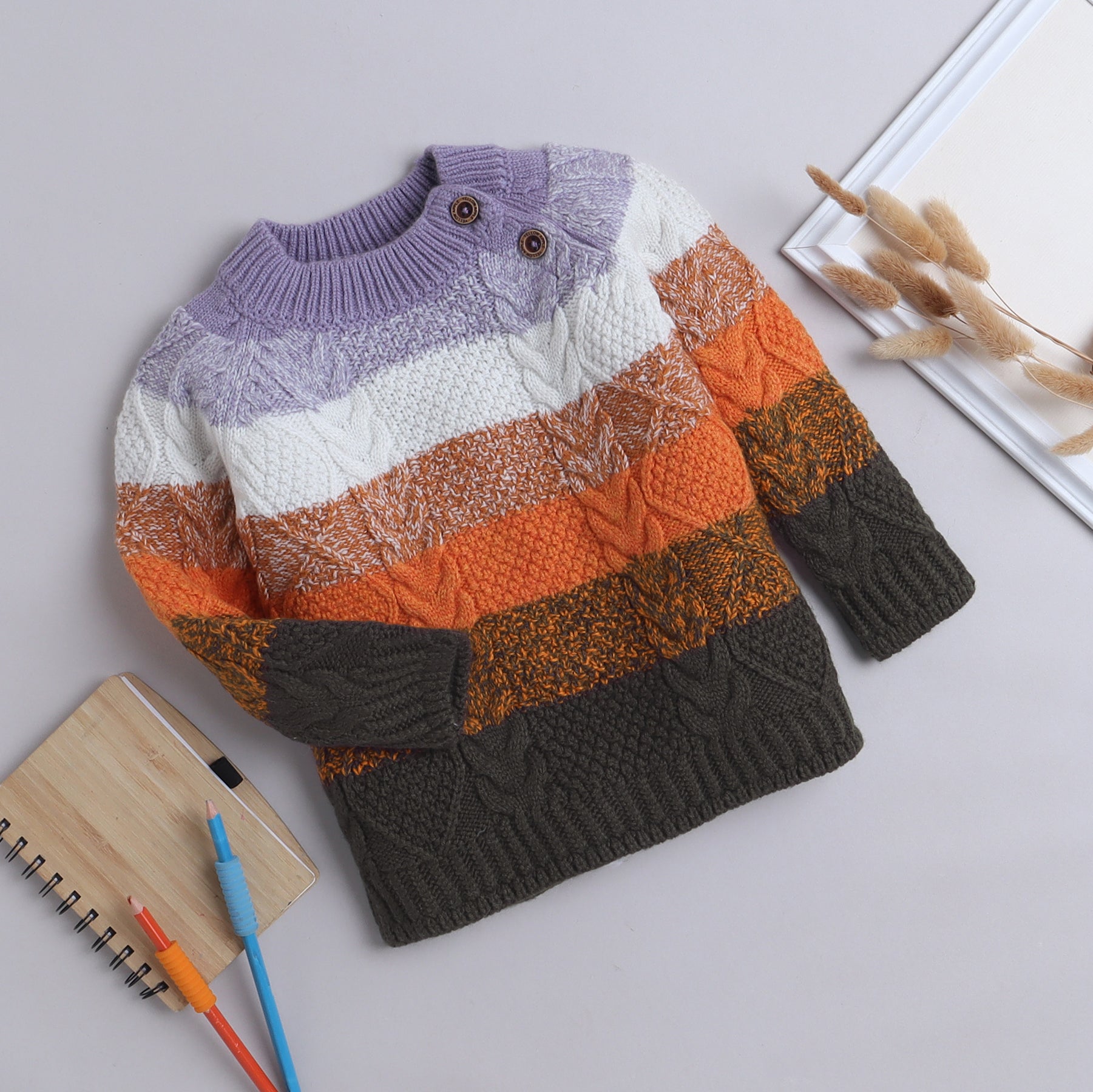 Boys Knitted Winter Sweater | Soft Full-Sleeve Pullover with Premium Pattern