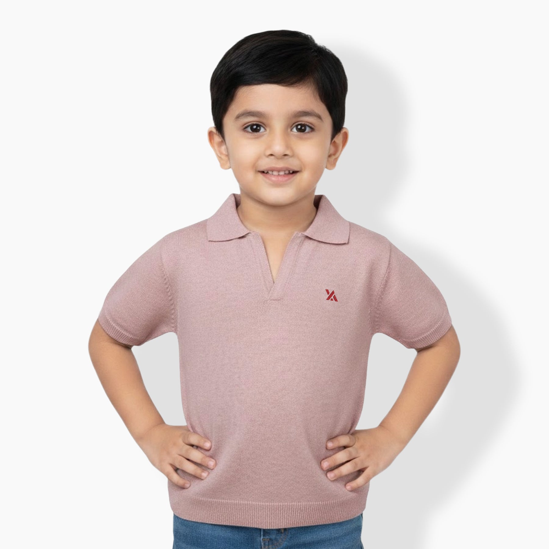 Boys Cable Knit Polo T-Shirt, Soft Cotton Half Sleeve Collar Tee for Boys, Casual Summer Wear