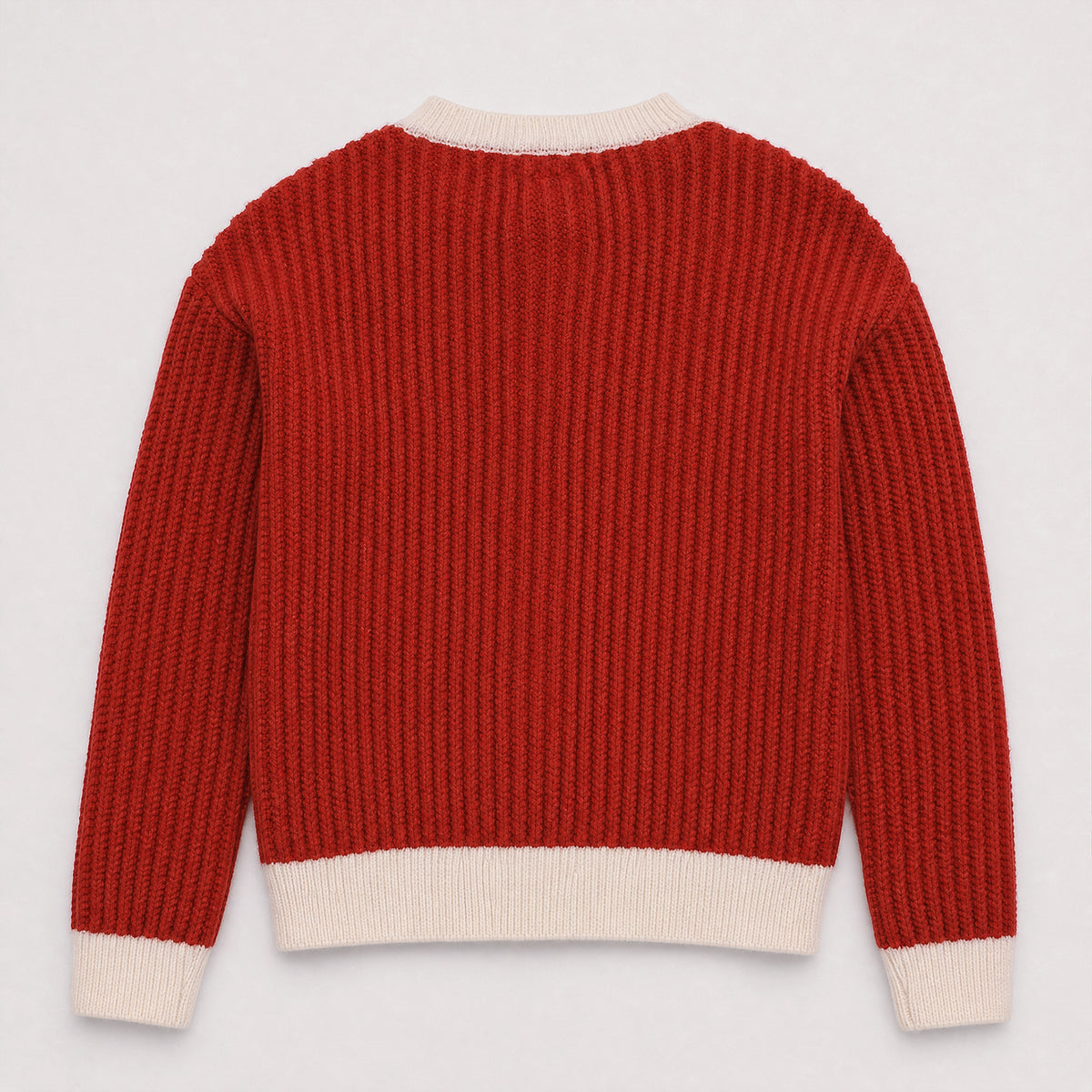Girls Red Knit Skirt Set with White Trim | Stylish Winter Co-Ord Outfit