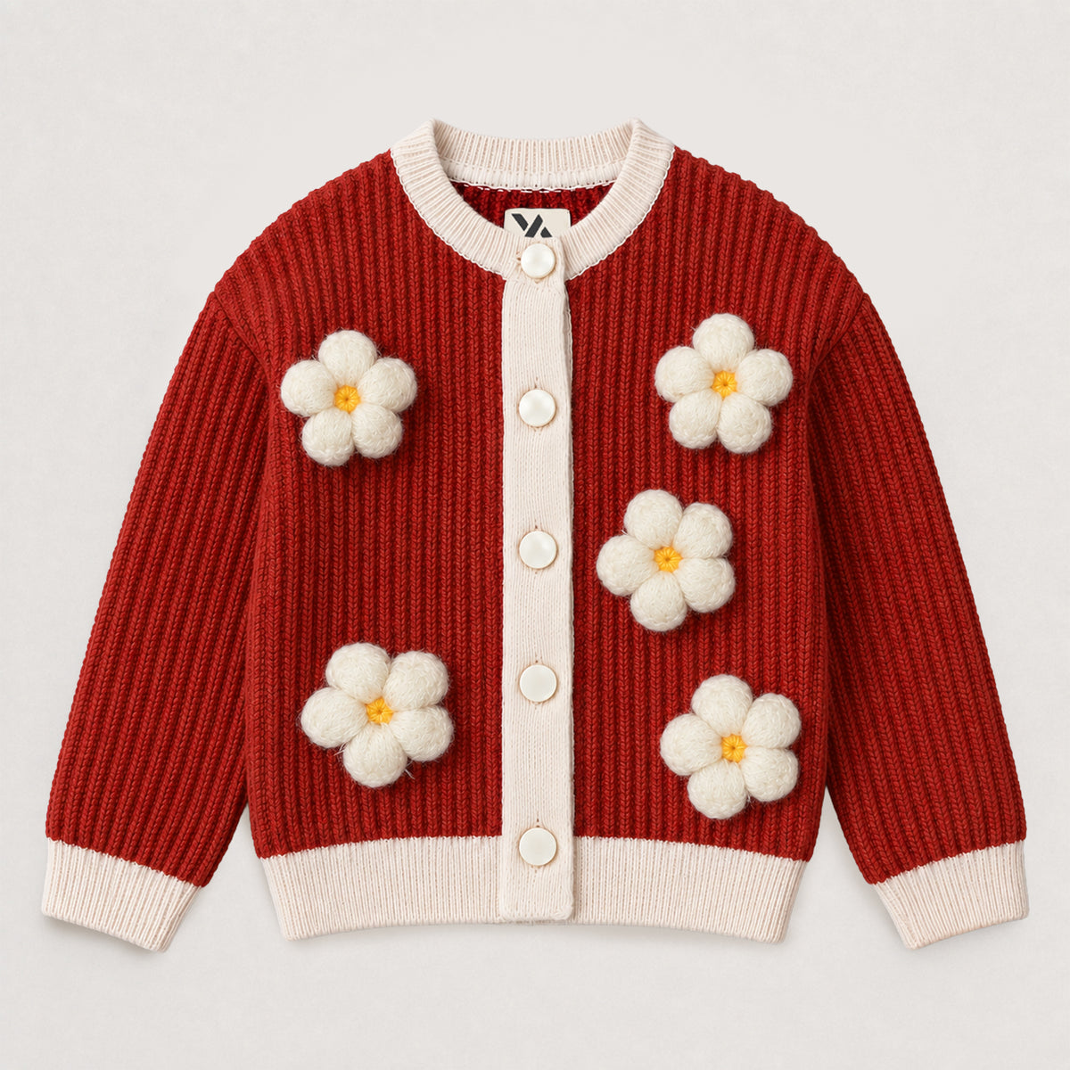 Girls Red Knit Skirt Set with White Trim | Stylish Winter Co-Ord Outfit