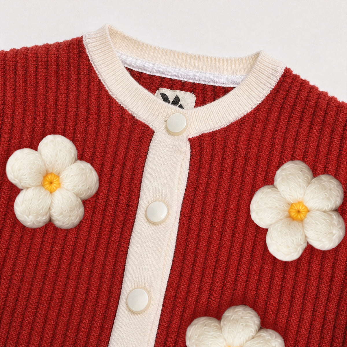Girls Red Knit Skirt Set with White Trim | Stylish Winter Co-Ord Outfit