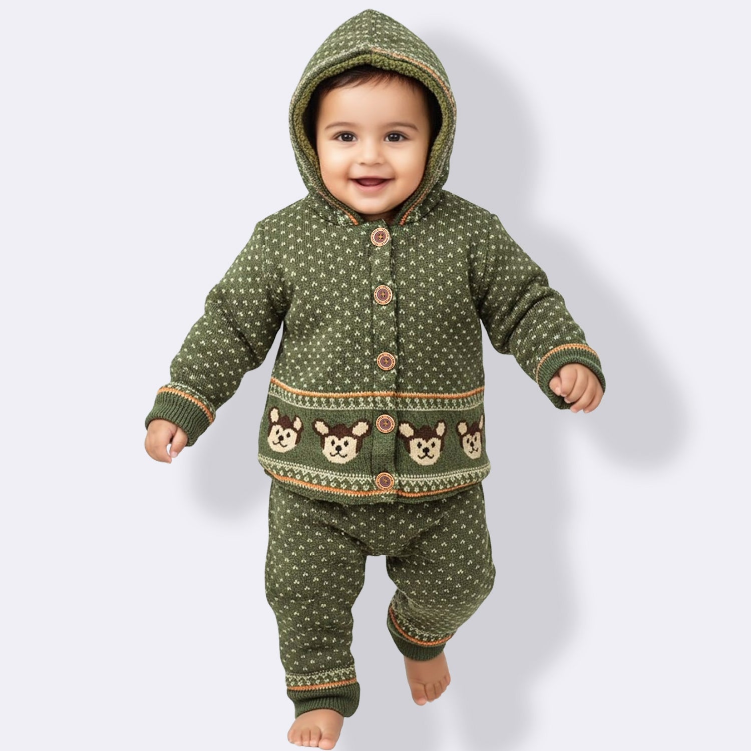 Baby Winter Fur Co-Ord Set | Hooded Fur Cardigan & Matching Pants | Soft Warm Baby Winter Clothing