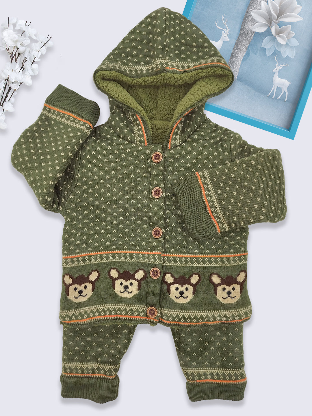 Baby Winter Fur Co-Ord Set | Hooded Fur Cardigan & Matching Pants | Soft Warm Baby Winter Clothing