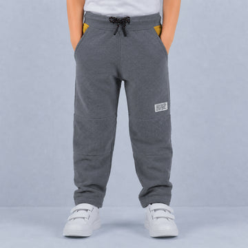 Boys Textured Jogger Pants with Drawstring Waist & Panel Detailing