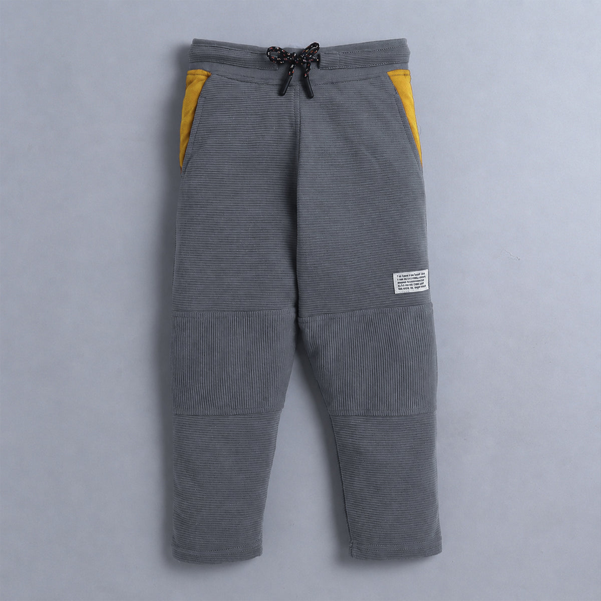 Boys Textured Jogger Pants with Drawstring Waist & Panel Detailing
