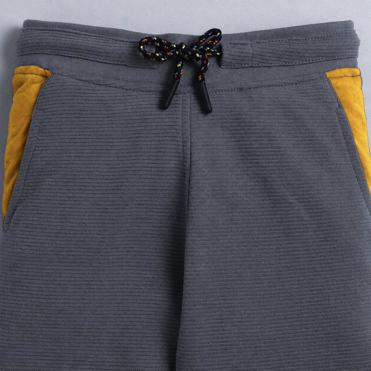 Boys Textured Jogger Pants with Drawstring Waist & Panel Detailing
