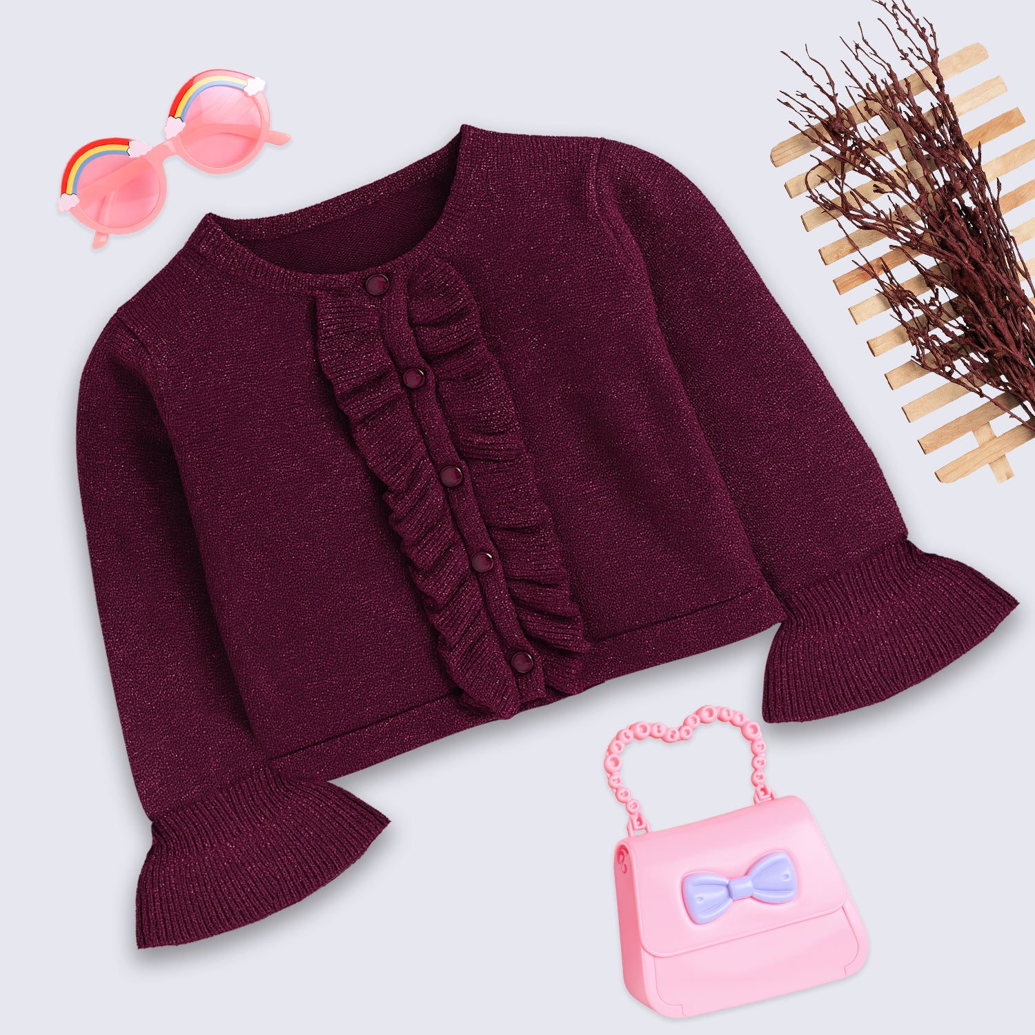 Stylish Girl Ruffle Front Sweater | Premium Winter Knitwear
