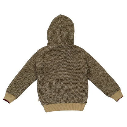 Baby Boys Self Design Hooded Neck Beige Sweater